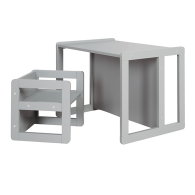 roba Ensemble table enfant modulable siège 3en1 bois gris