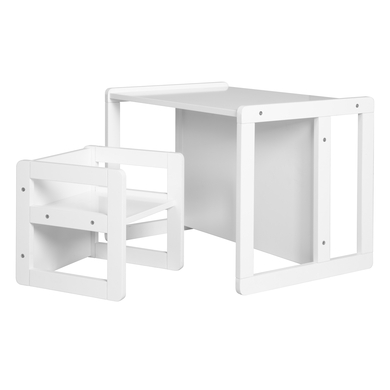 roba Ensemble table enfant modulable siège 3en1 bois blanc