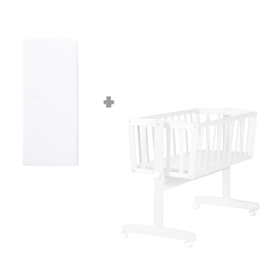 roba Berceau et matelas bois blanc 40x90 cm
