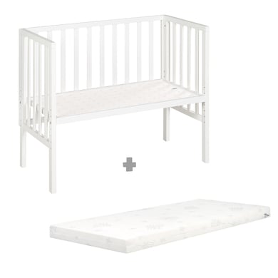 Roba roba Lit cododo safe asleep® 2en1 bois blanc, matelas 45x90 cm