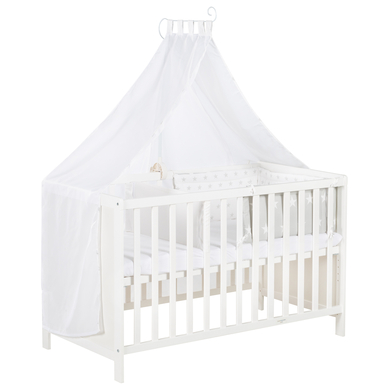 roba Lit enfant multifonctionnel cododo étoiles gris bois blanc 60x120 cm matelas