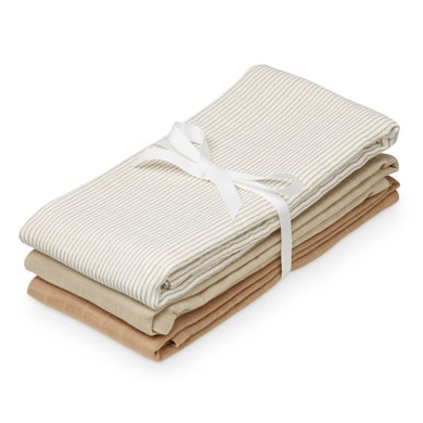 Cam Cam® COPENHAGEN panno di mussola 3-pack Mix Class ic Stripes Camel, Latte, Camel
