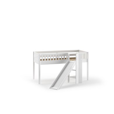 VIPACK Lit mezzanine enfant SCOTT toboggan bois blanc 90x200 cm