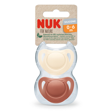 NUK Schnuller For Nature Silikon 0-6 Monate rot / creme 2er-Pack