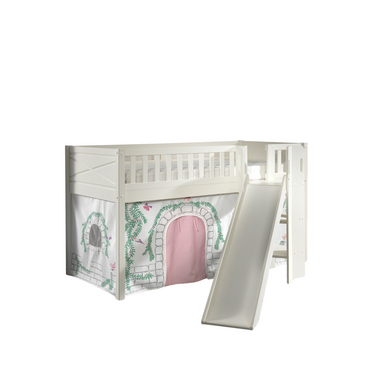 VIPACK Lit mezzanine enfant rideau SCOTT Birdy bois blanc 90x200 cm