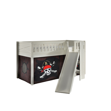VIPACK Lit mezzanine enfant rideau SCOTT Caribian Pirate blanc 90x200 cm