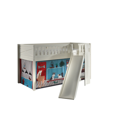 VIPACK Lit mezzanine enfant rideau SCOTT Pet Shop blanc 90x200 cm