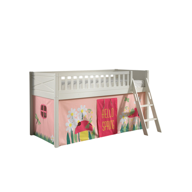 VIPACK Lit mezzanine enfant rideau SCOTT Spring blanc 90x200 cm