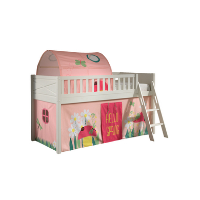 VIPACK Lit mezzanine enfant rideau SCOTT Spring 2 pièces blanc 90x200 cm