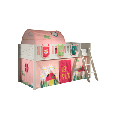 VIPACK Lit mezzanine enfant rideau SCOTT Spring 3 pièces blanc 90x200 cm