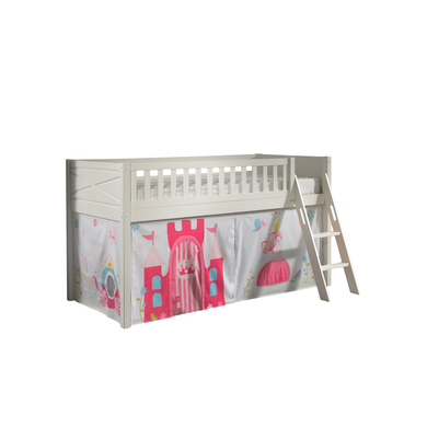 VIPACK Lit mezzanine enfant rideau SCOTT Princess blanc 90x200 cm