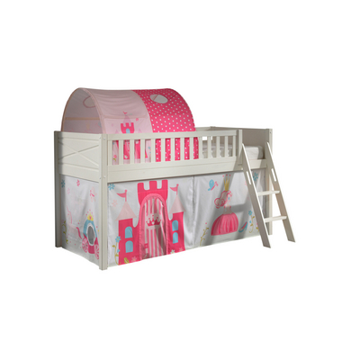 VIPACK Lit mezzanine enfant rideau SCOTT Princess 2 pièces blanc 90x200 cm