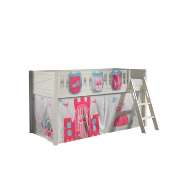 VIPACK Lit mezzanine enfant rideau SCOTT Princess poche 2 pièces blanc 90x200 cm