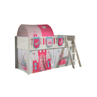 VIPACK Lit mezzanine enfant rideau SCOTT Princess 3 pièces blanc 90x200 cm