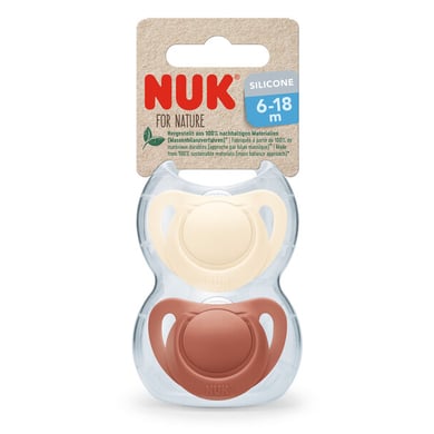 NUK Schnuller For Nature Silikon 6-18 Monate rot / creme 2er-Pack