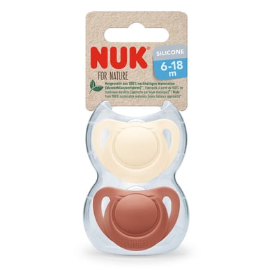 NUK Sucettes For Nature silicone 6-18 mois rouge/crème lot de 2