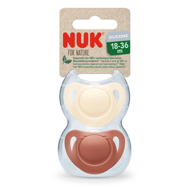 NUK Sucettes For Nature silicone 18-36 mois rouge/crème lot de 2