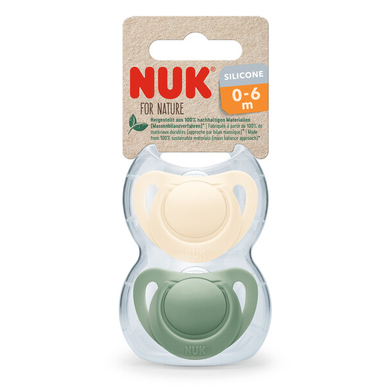 Levně NUK Dudlík pro Nature silikonový 0-6 měsíců zelený / krémový 2-pack