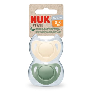 NUK Sucettes For Nature silicone 0-6 mois vert/crème lot de 2