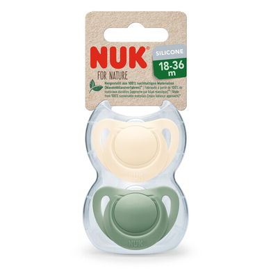 NUK Sucettes For Nature silicone 18-36 mois vert/crème lot de 2