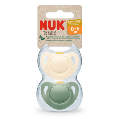Levně NUK Dudlík pro Nature Latex 0-6 měsíců zelený / krémový 2-pack