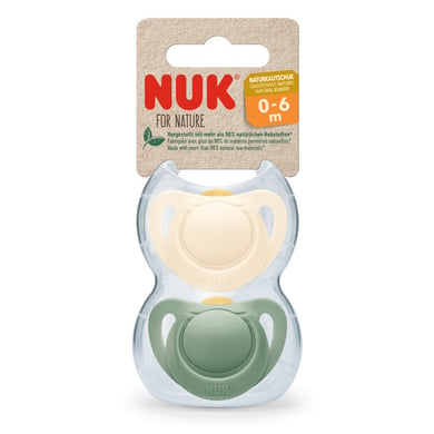 NUK Sucettes For Nature latex 0-6 mois vert/crème lot de 2