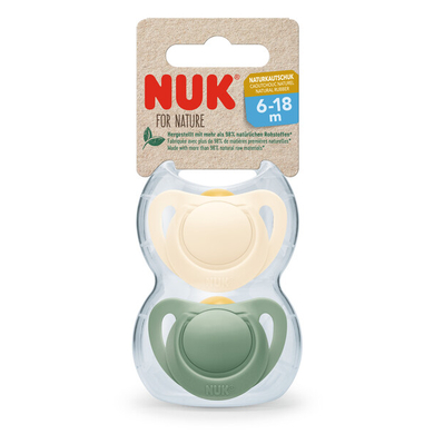 NUK Sucettes For Nature latex 6-18 mois vert/crème lot de 2