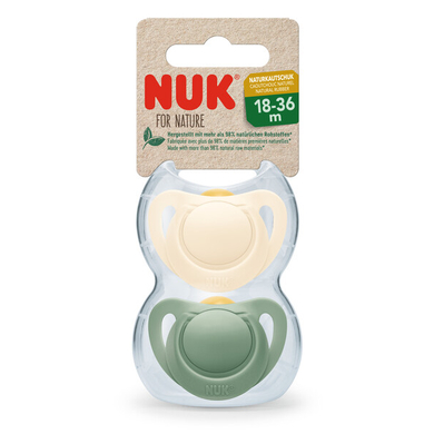 NUK for Nature Ciuccio in lattice, 18-36 mesi, verde/crema, 2 pezzi