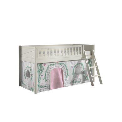 VIPACK Lit mezzanine enfant rideau SCOTT Birdy blanc 90x200 cm