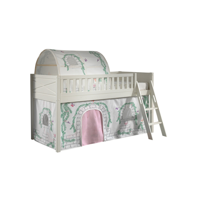 VIPACK Lit mezzanine enfant rideau SCOTT Birdy 2 pièces blanc 90x200 cm