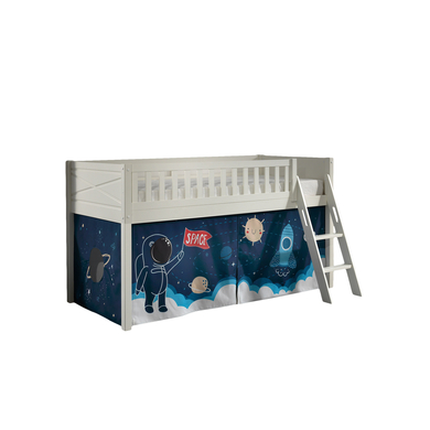 VIPACK Lit mezzanine enfant Scott Space Shuttle rideau bois blanc 90x200 cm
