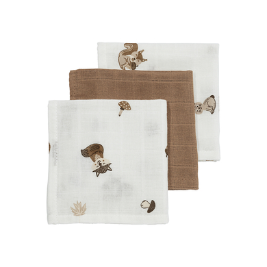 Bilde av Meyco Rullekluter 3-pakning Muslin Forest Animals Toffee