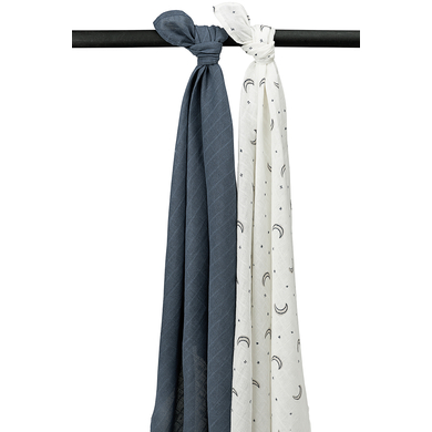 Levně MEYCO Swaddle 2 Pack Muslin Moon - Indigo - 120 x 120 cm