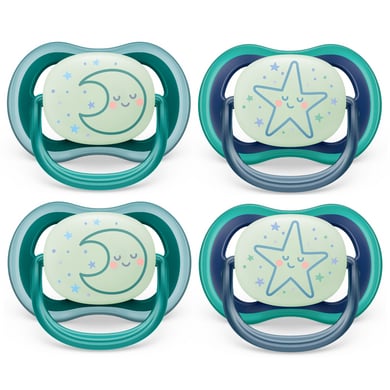 Philips Avent Ciuccio notturno ultra air SCF376/13 6-18 mesi 4 pezzi verde