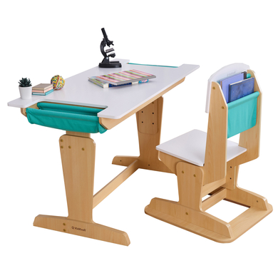 Levně KidKraft ® Nastavitelný psací stůl se židlí Grow Together ™, přírodní barva