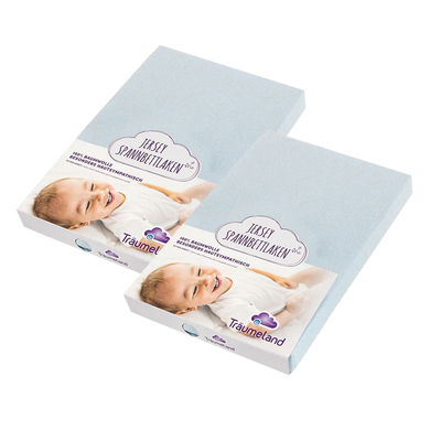 Träumeland Housse pour matelas de parc bébé jersey gris clair 100x100 cm lot de 2