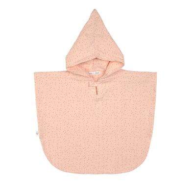 Image of LÄSSIG peach Poncho da bagno per bambini in mussola a pois rosa059