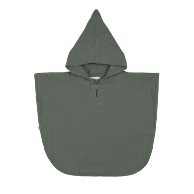 Image of LÄSSIG Poncho da bagno per bambini in mussola verde petrolio059