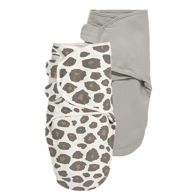 MEYCO Couverture d'emmaillotage bébé panthère neutre/uni grey lot de 2