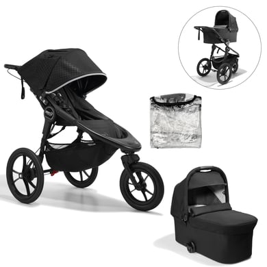 baby jogger Poussette duo combinée 2en1 Summit X3 Midnight Black nacelle Deluxe 2, habillage pluie