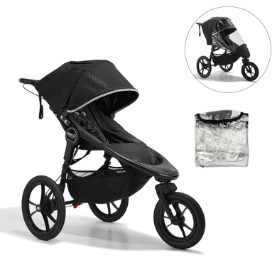 baby jogger Poussette 3 roues Summit X3 Midnight Black, habillage pluie