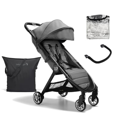 baby jogger silla de paseo city tour 2 shadow gris con barra frontal y protector