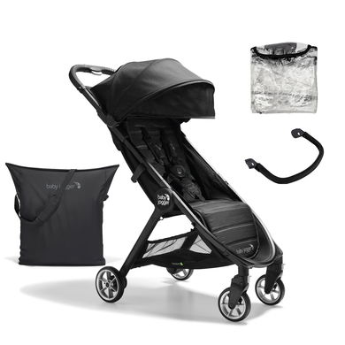 baby jogger Poussette compacte City Tour 2 Pitch Black, arceau, habillage pluie