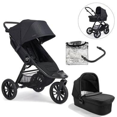 baby jogger Poussette duo combinée 2en1 City Elite 2 Opulent Black, arceau, habillage pluie