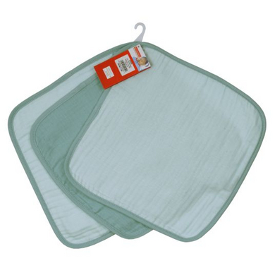 Image of WÖRNER panno per sapone in mussola tinta unita blu menta-ghiaccio set di 3 30x30 cm059