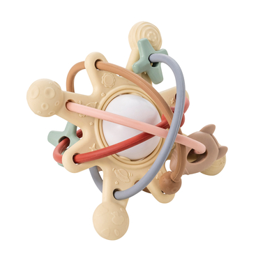 Nattou Anneau de dentition hochet Galaxy silicone beige