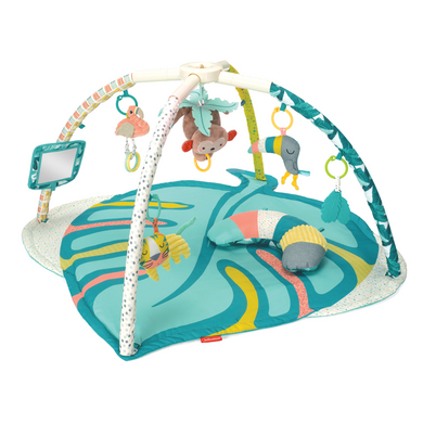 Infantino Palestrina 4 in 1 Deluxe Twist & Fold Activity e coperta per gattonare con arco di gioco, tropicale