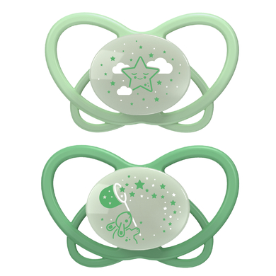 nip® Sucette phosphorescente My Butterfly Night Green taille 1 0-6 mois silicone vert lot de 2