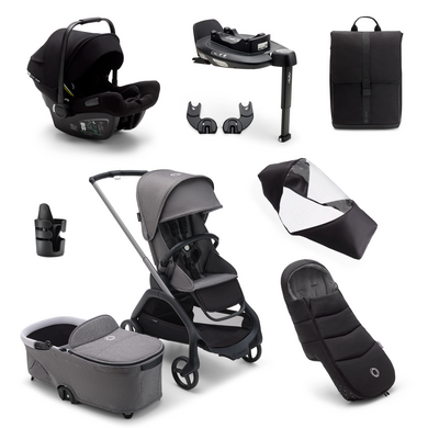 bugaboo Poussette trio combinée 3en1 Dragonfly Complete Graphite Grey, Ultimate Newborn Bundle