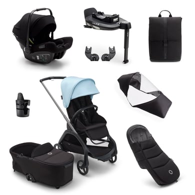 bugaboo Pram Dragonfly Komplett Grafit/ Mid night black /Skyline Blue, Ultimate Newborn Paket